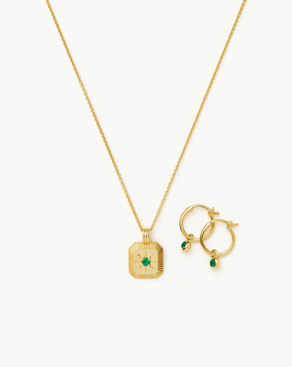The Meaningful May Birthstone Set | 18ct Gold Vermeil/Green Onyx
