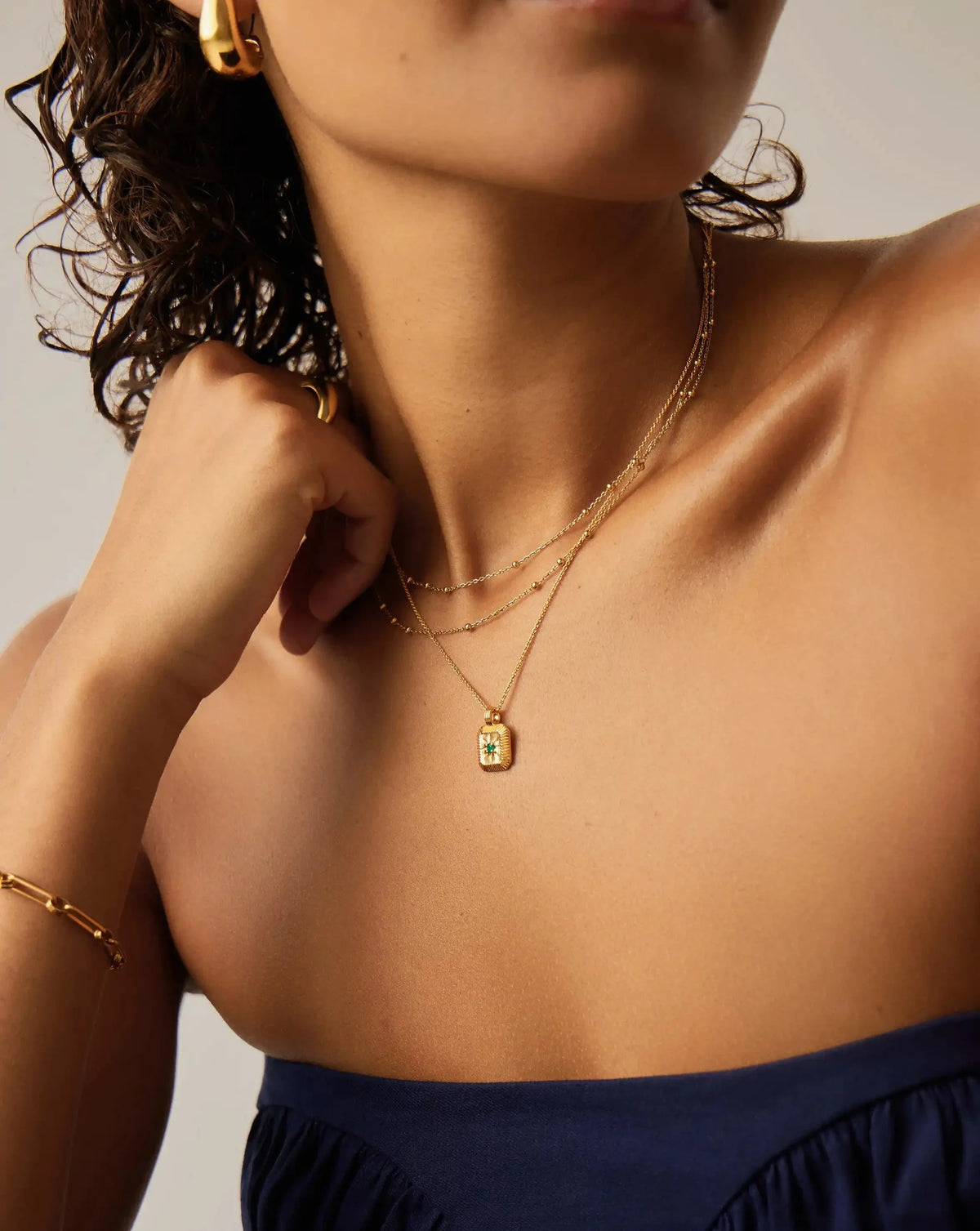 May Birthstone Pendant Necklace | 18ct Gold Vermeil/Green Onyx