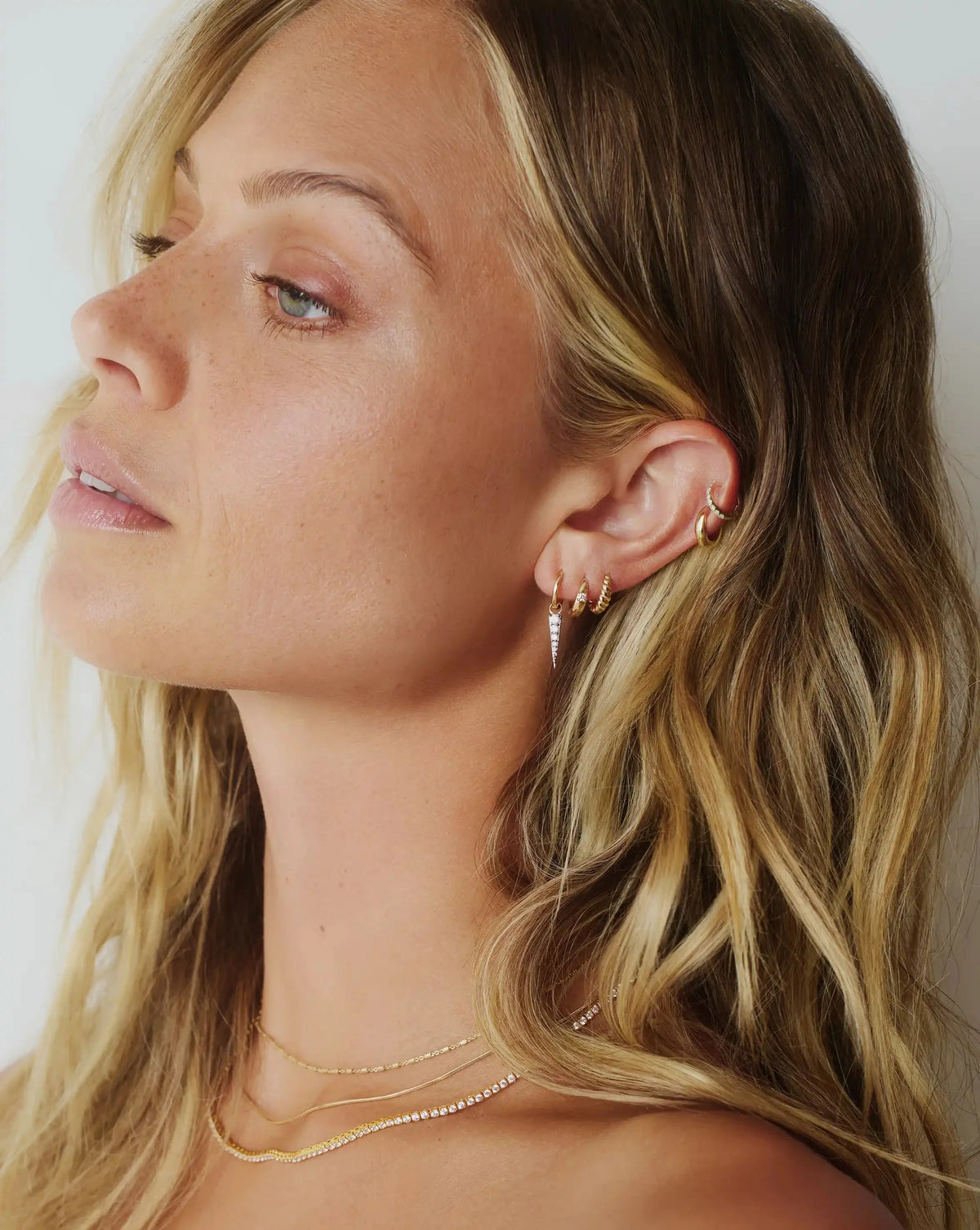 Mini Pave Spike Charm Hoop Earrings | Gold/Cubic Zirconia