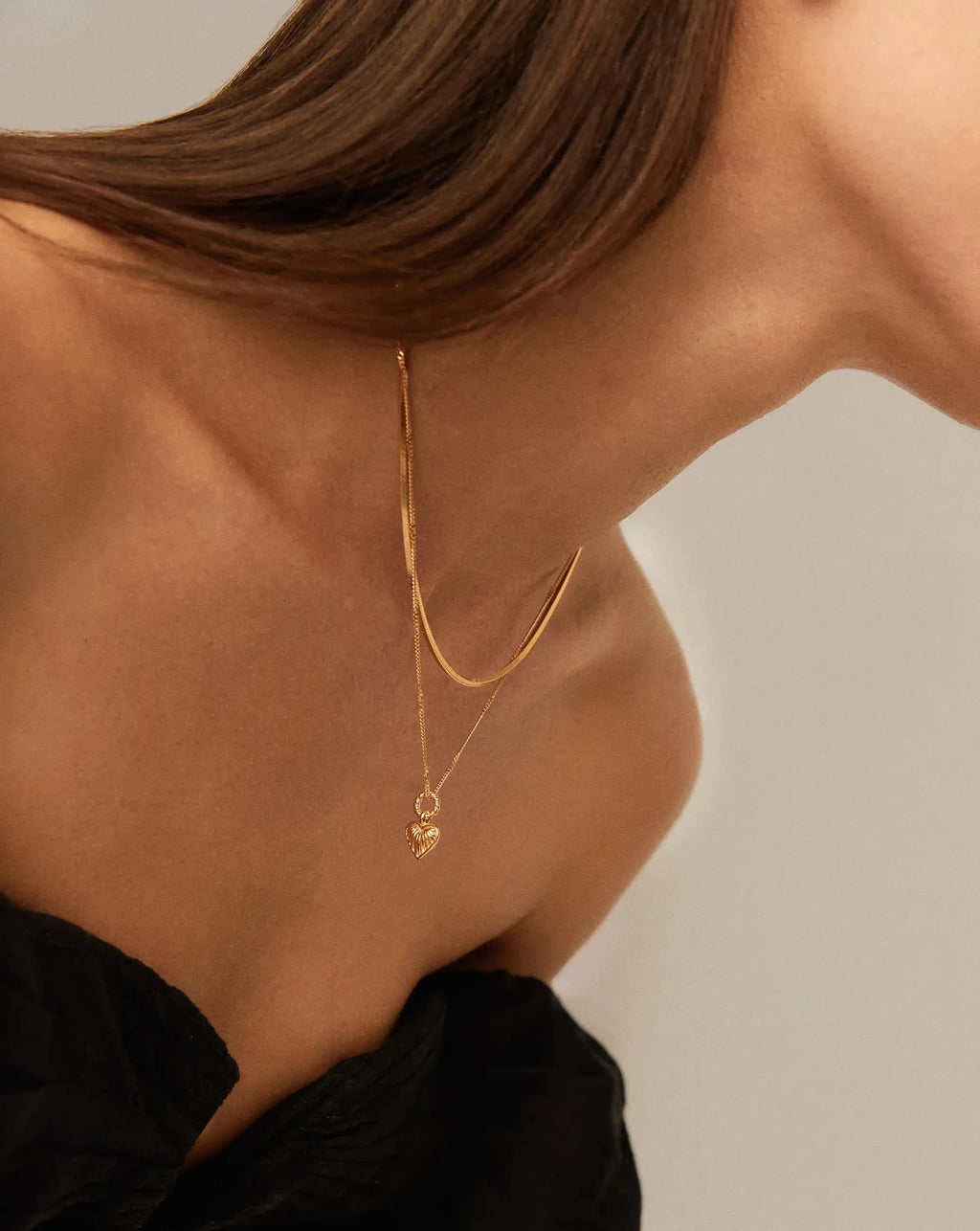 Mini Ridge Heart Charm Pendant Necklace | 18ct Gold Plated