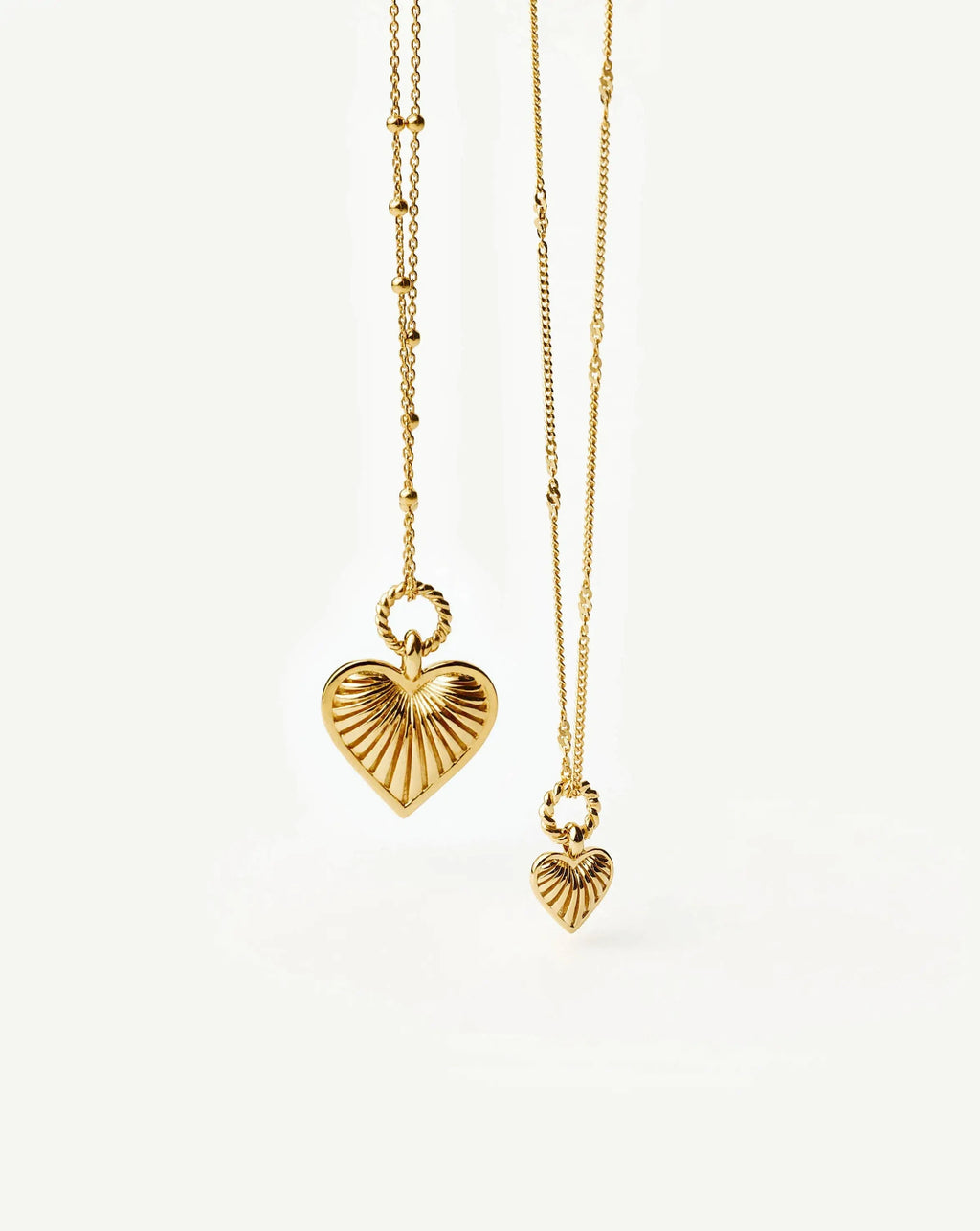 Mini Ridge Heart Charm Pendant Necklace | 18ct Gold Plated