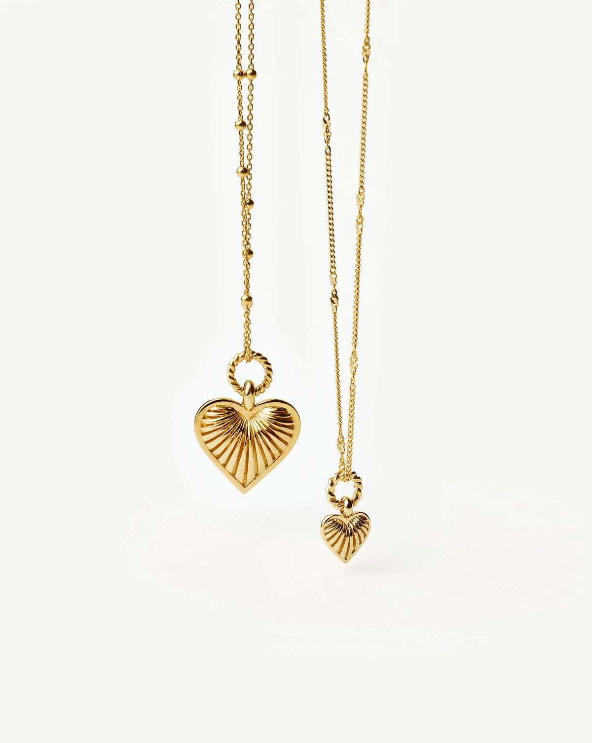 Mini Ridge Heart Charm Pendant Necklace | 18ct Gold Plated