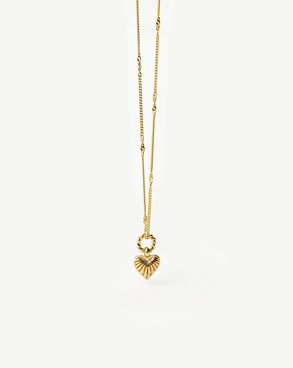 Mini Ridge Heart Charm Pendant Necklace | 18ct Gold Plated