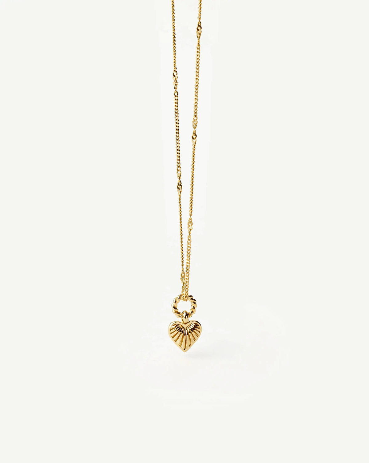 Mini Ridge Heart Charm Pendant Necklace | 18ct Gold Plated