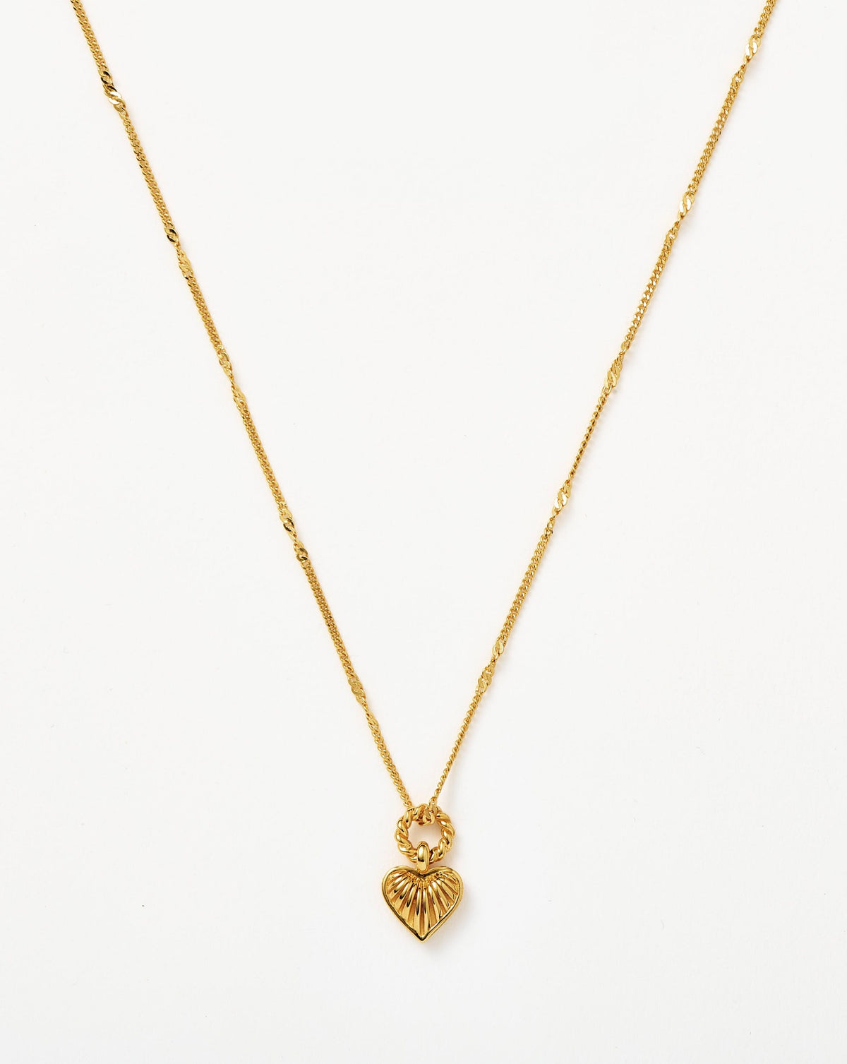 Mini Ridge Heart Charm Pendant Necklace | 18ct Gold Plated