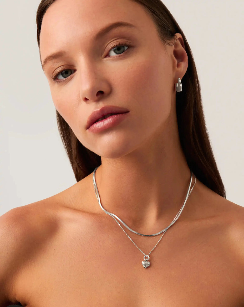 Mini Ridge Heart Charm Pendant Necklace | Sterling Silver