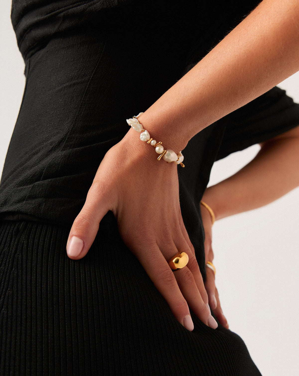 Mixed Pearl Statement Beaded Bracelet | 18ct Gold Plated/Pearl