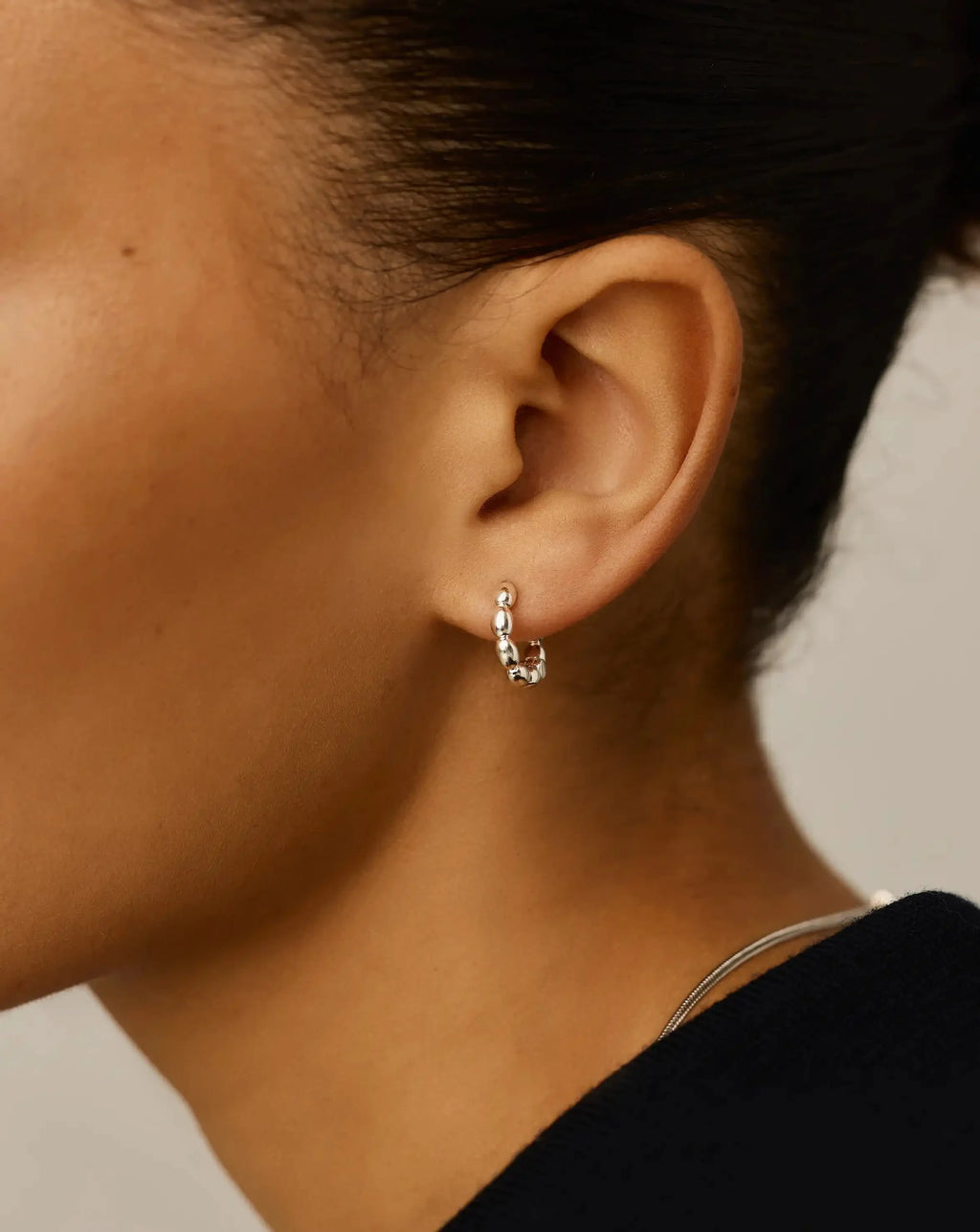 Molten Gemstone Charm Hoop Earrings | Silver Plated/Lab Grown Blue Sapphire