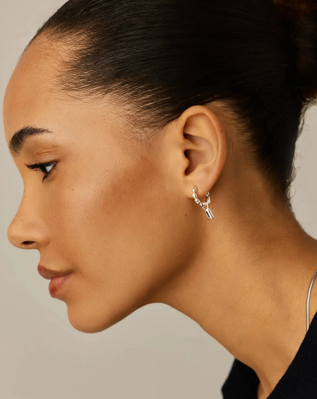 Molten Gemstone Charm Hoop Earrings | Silver Plated/Lab Grown Blue Sapphire
