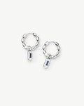 Molten Gemstone Charm Hoop Earrings | Silver Plated/Lab Grown Blue Sapphire
