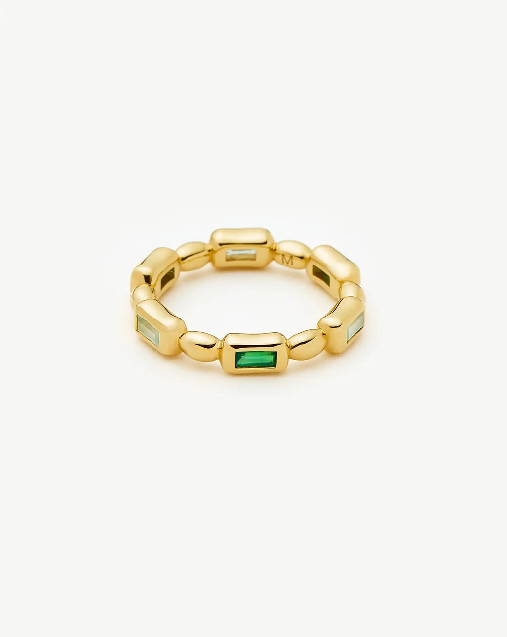 Molten Gemstone Stacking Ring | 18ct Gold Plated/Blue & Green Onyx