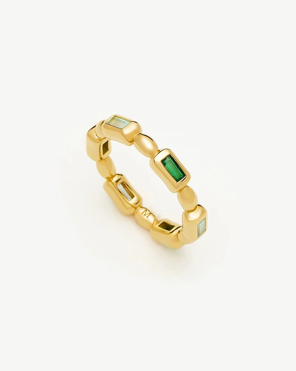 Molten Gemstone Stacking Ring | 18ct Gold Plated/Blue & Green Onyx