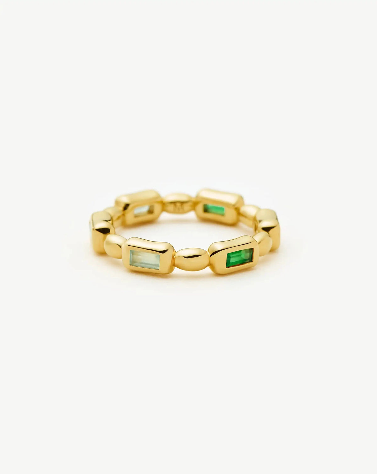 Molten Gemstone Stacking Ring | 18ct Gold Plated/Blue & Green Onyx