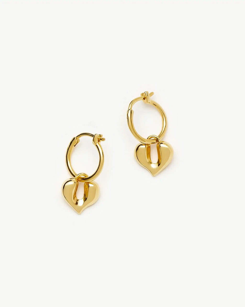 Molten Heart Charm Hoop Earrings | 18ct Gold Plated