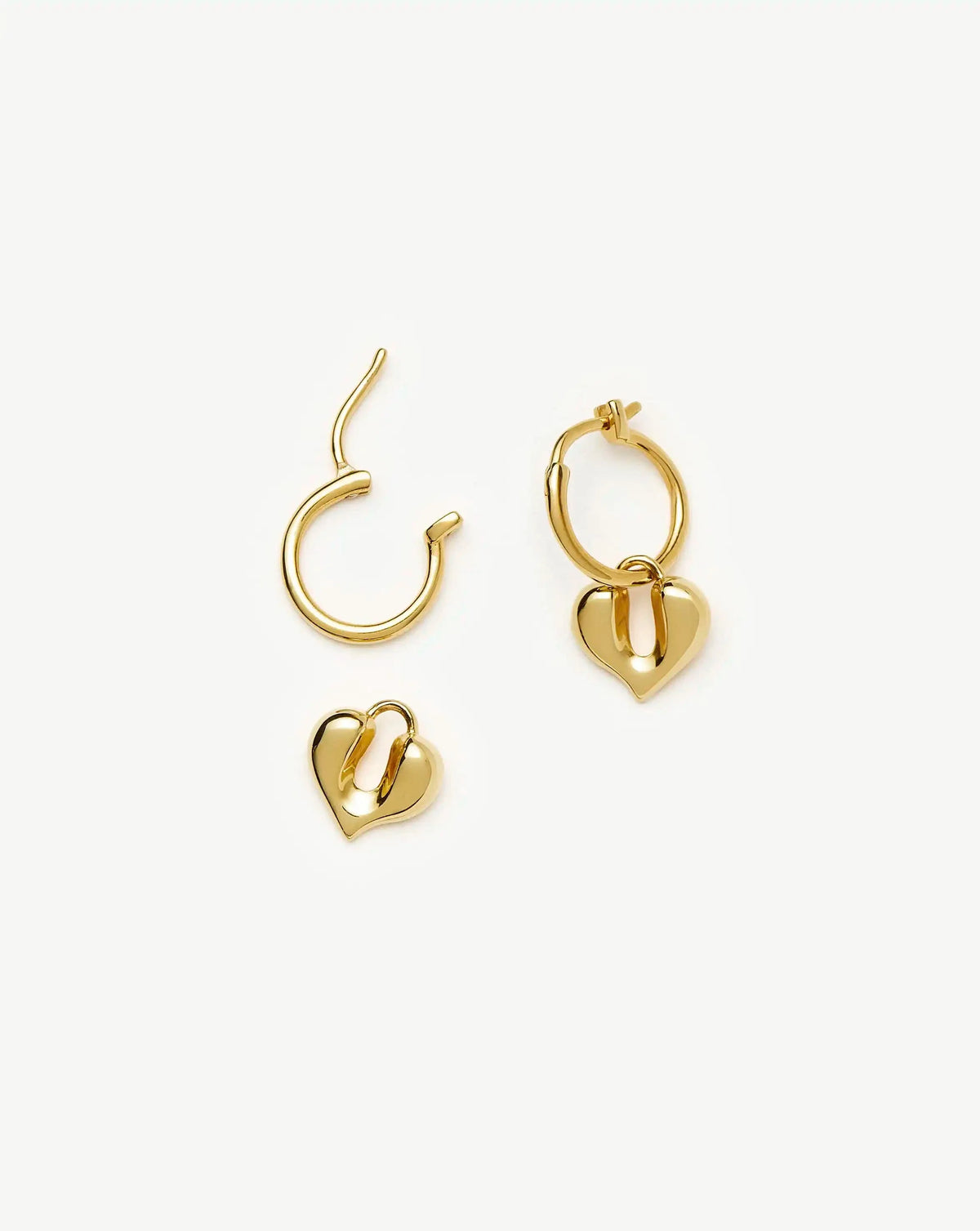 Molten Heart Charm Hoop Earrings | 18ct Gold Plated