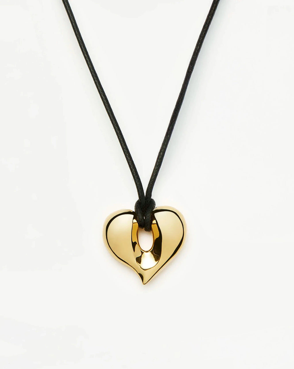 Molten Heart Pendant Cord Necklace | 18ct Gold Plated