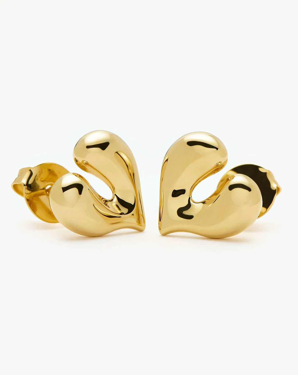 Molten Heart Stud Earrings | 18ct Gold Plated