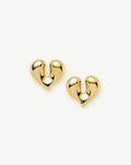 Molten Heart Stud Earrings | 18ct Gold Plated