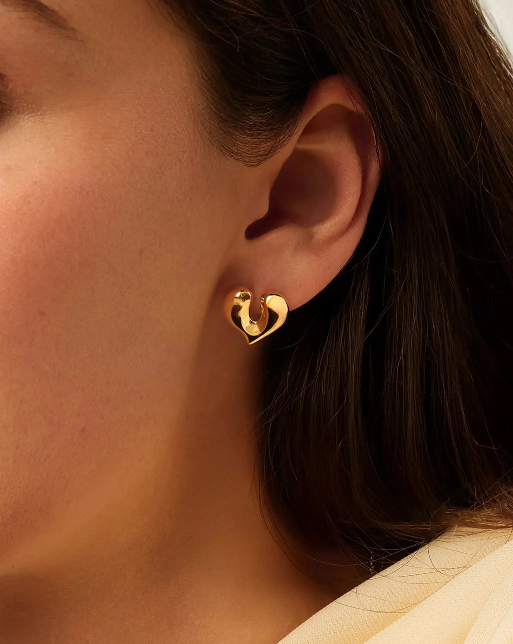 Molten Heart Stud Earrings | 18ct Gold Plated