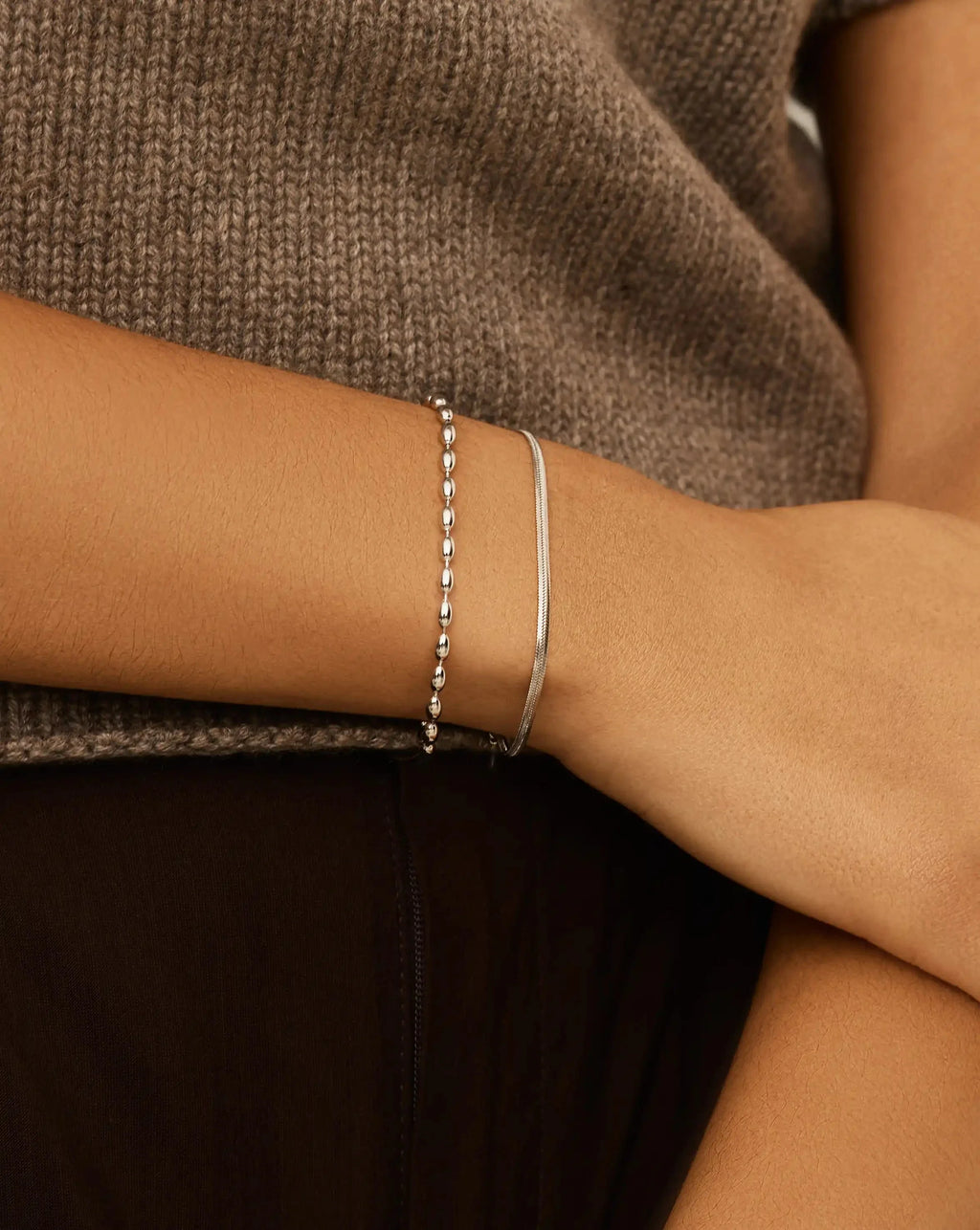 Molten Olive Chain Bracelet | Silver Plated