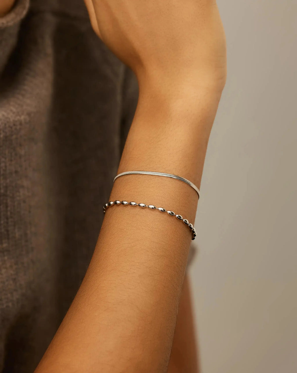 Molten Olive Chain Bracelet | Silver Plated