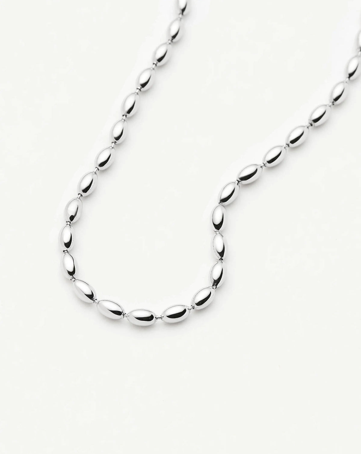 Molten Olive Chain Necklace | Silver Plated