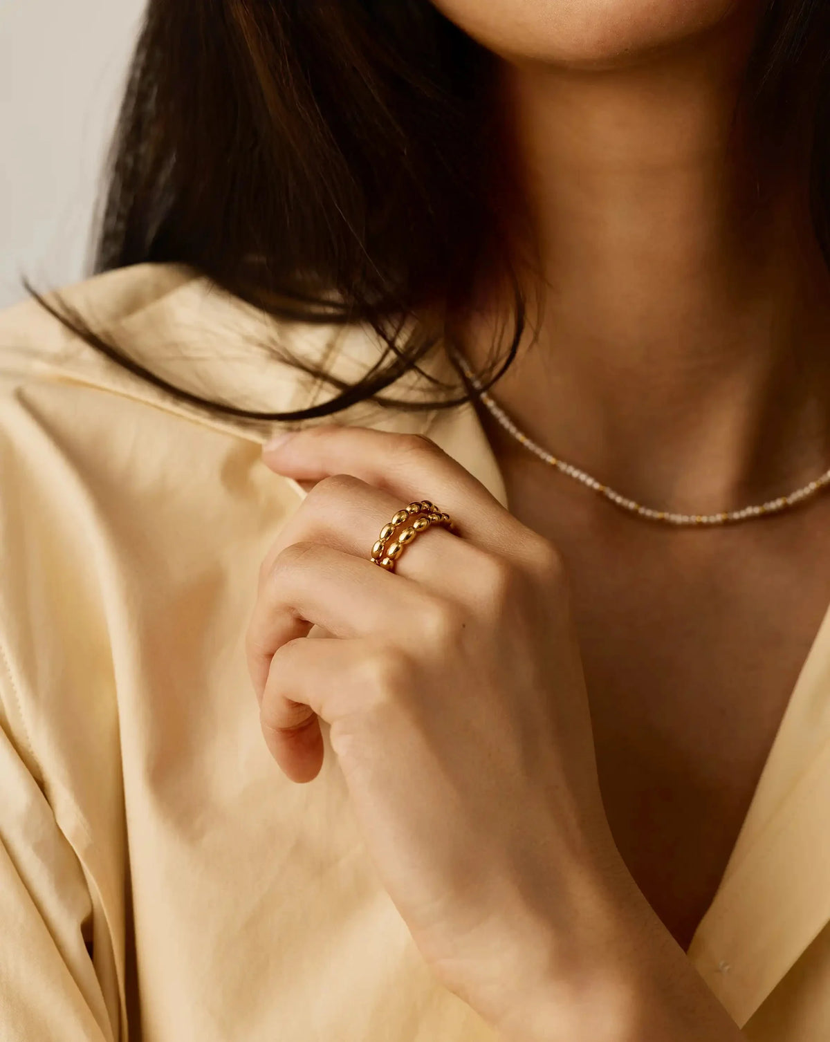 Molten Olive Stacked Ring | 18ct Gold Plated
