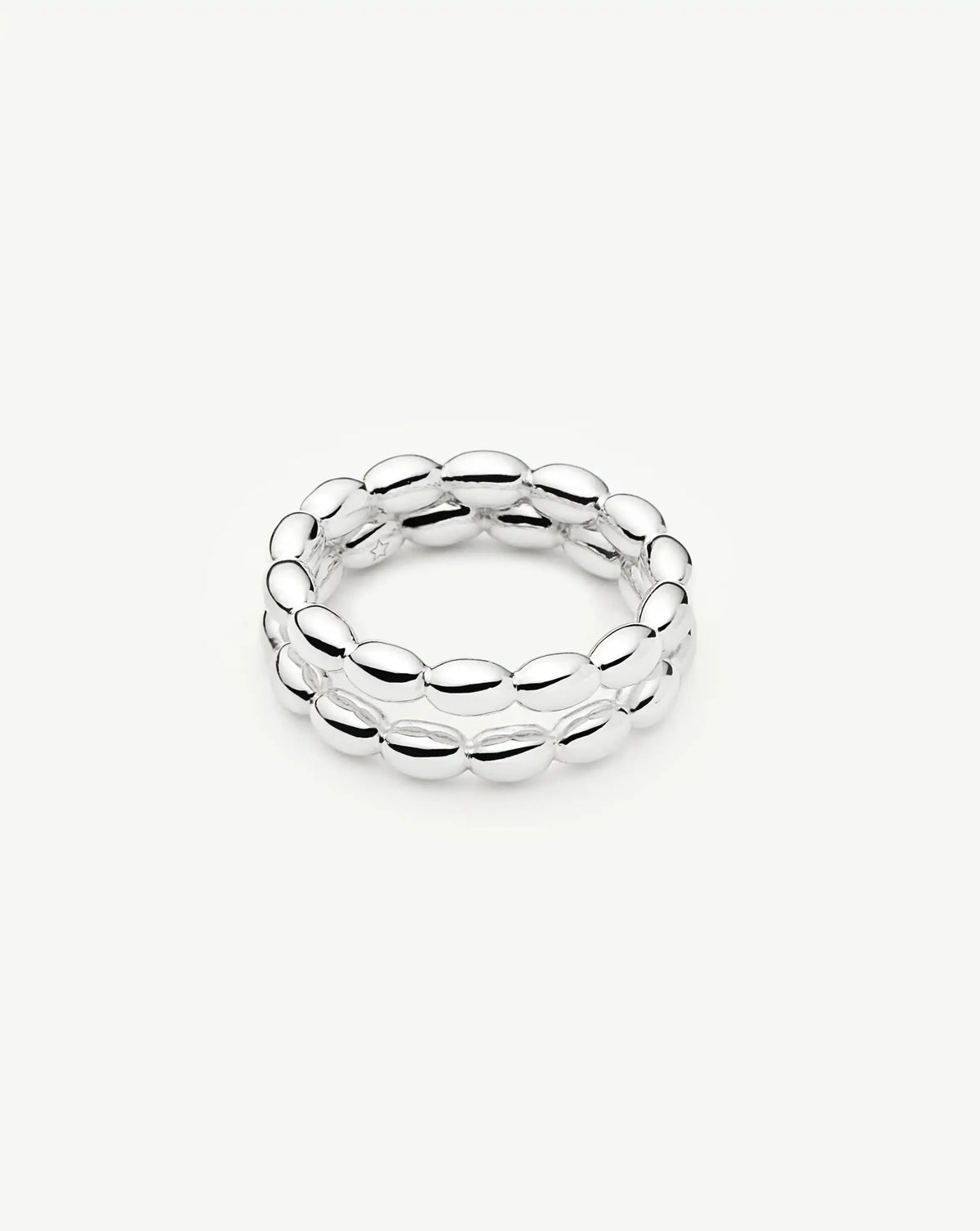 Molten Olive Stacked Ring | Silver Plated