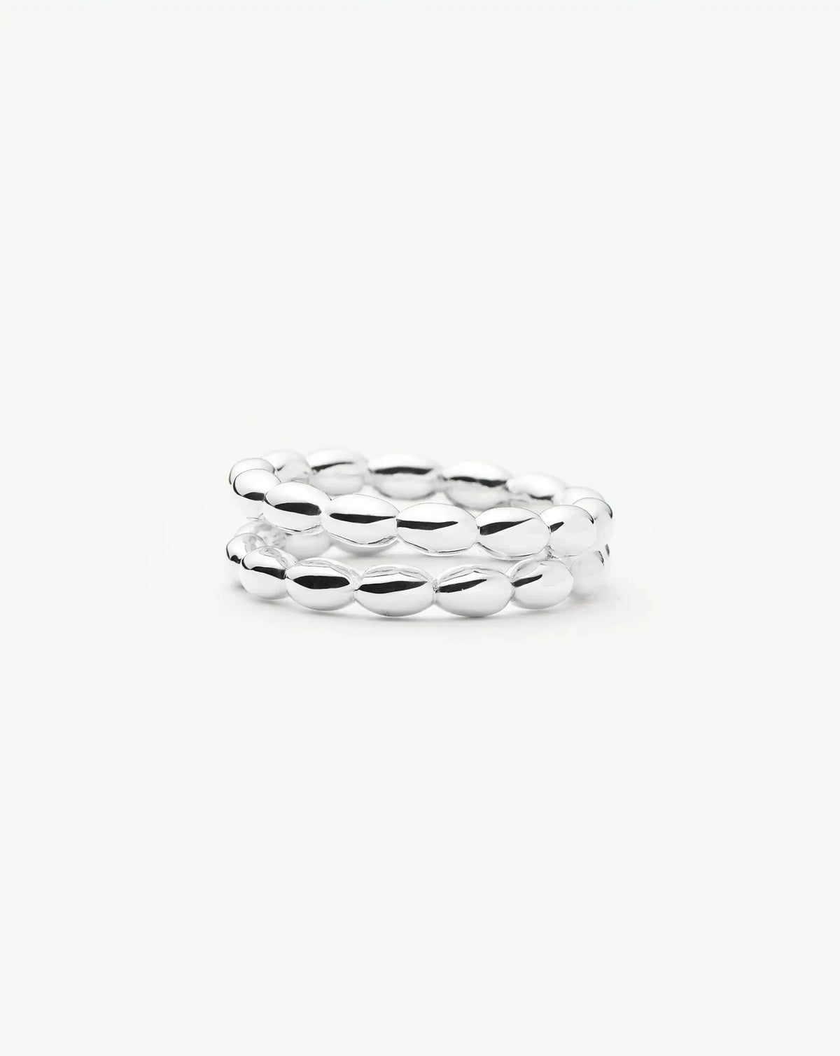 Molten Olive Stacked Ring | Silver Plated