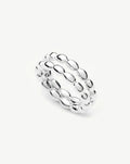 Molten Olive Stacked Ring | Silver Plated