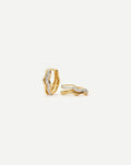 Molten Snow Solid Gold Diamond Double Mini Hoop Earrings | 9ct Solid Yellow Gold/Lab Grown Diamond