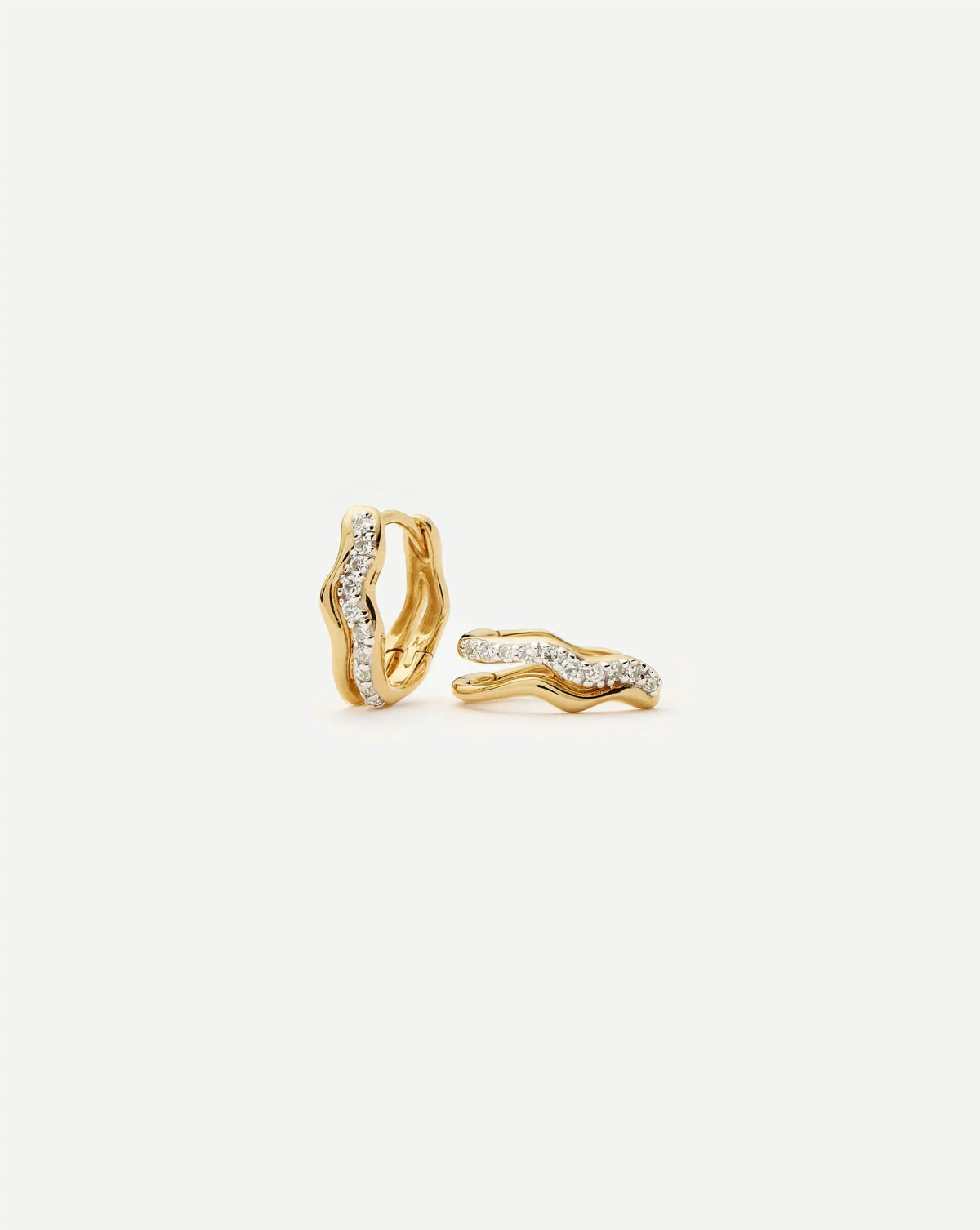 Molten Snow Solid Gold Diamond Double Mini Hoop Earrings | 9ct Solid Yellow Gold/Lab Grown Diamond