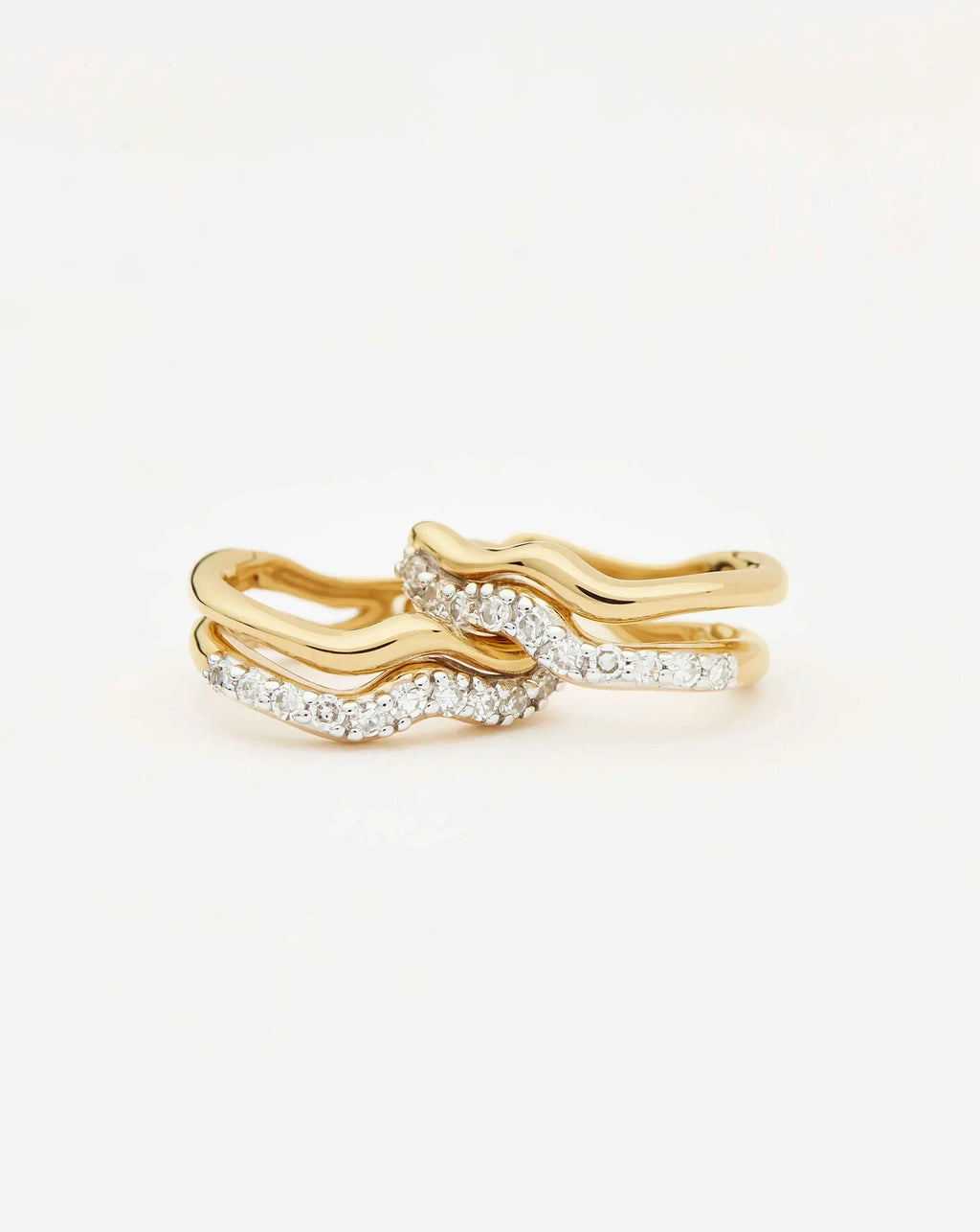 Molten Snow Solid Gold Diamond Double Mini Hoop Earrings | 9ct Solid Yellow Gold/Lab Grown Diamond