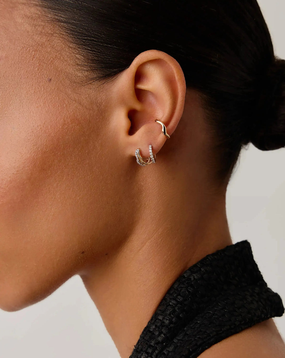 Molten Snow Solid Gold Ear Cuff | 9ct Solid Yellow Gold