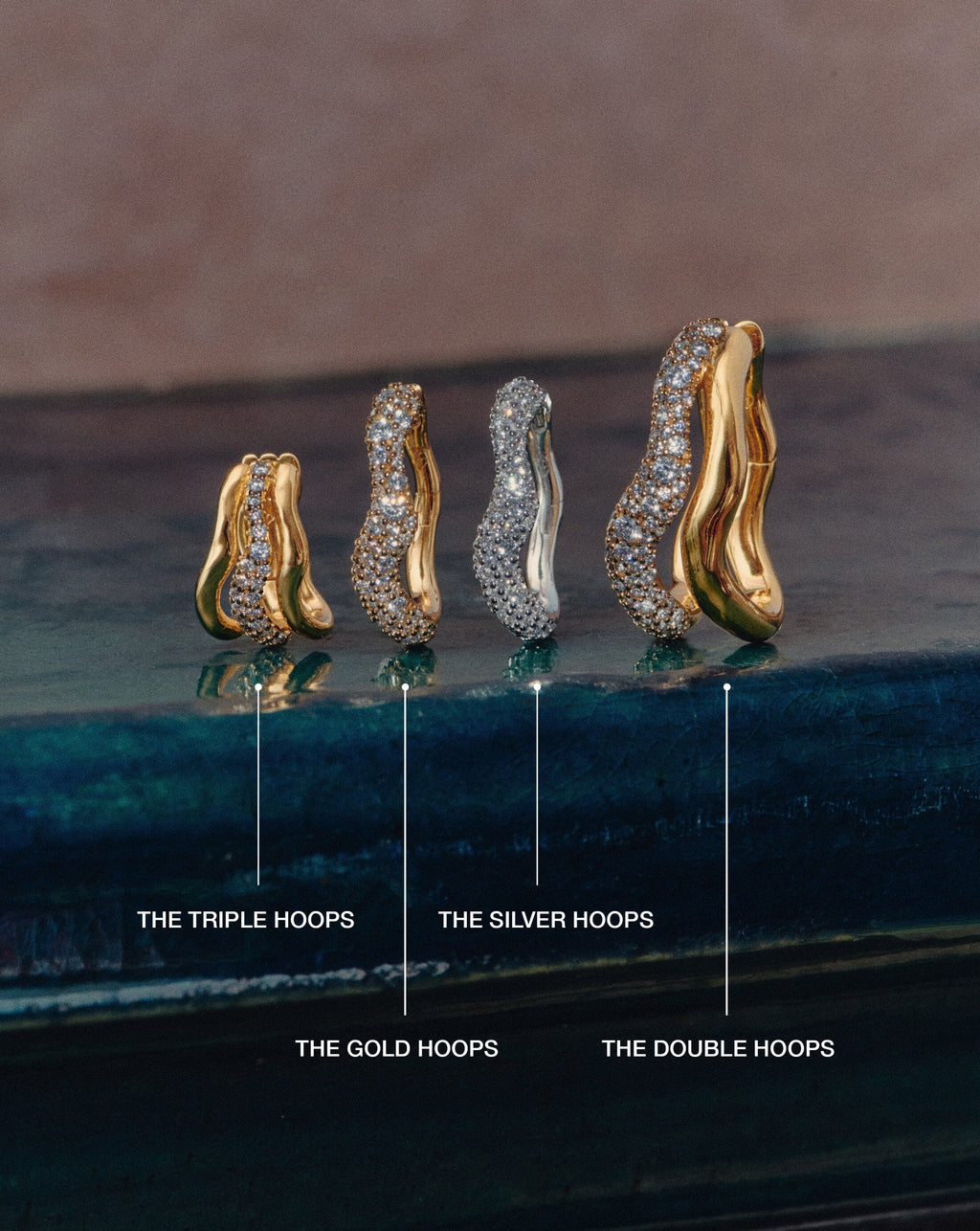 Molten Snow Small Hoop Earrings | 18ct Gold Plated/Cubic Zirconia