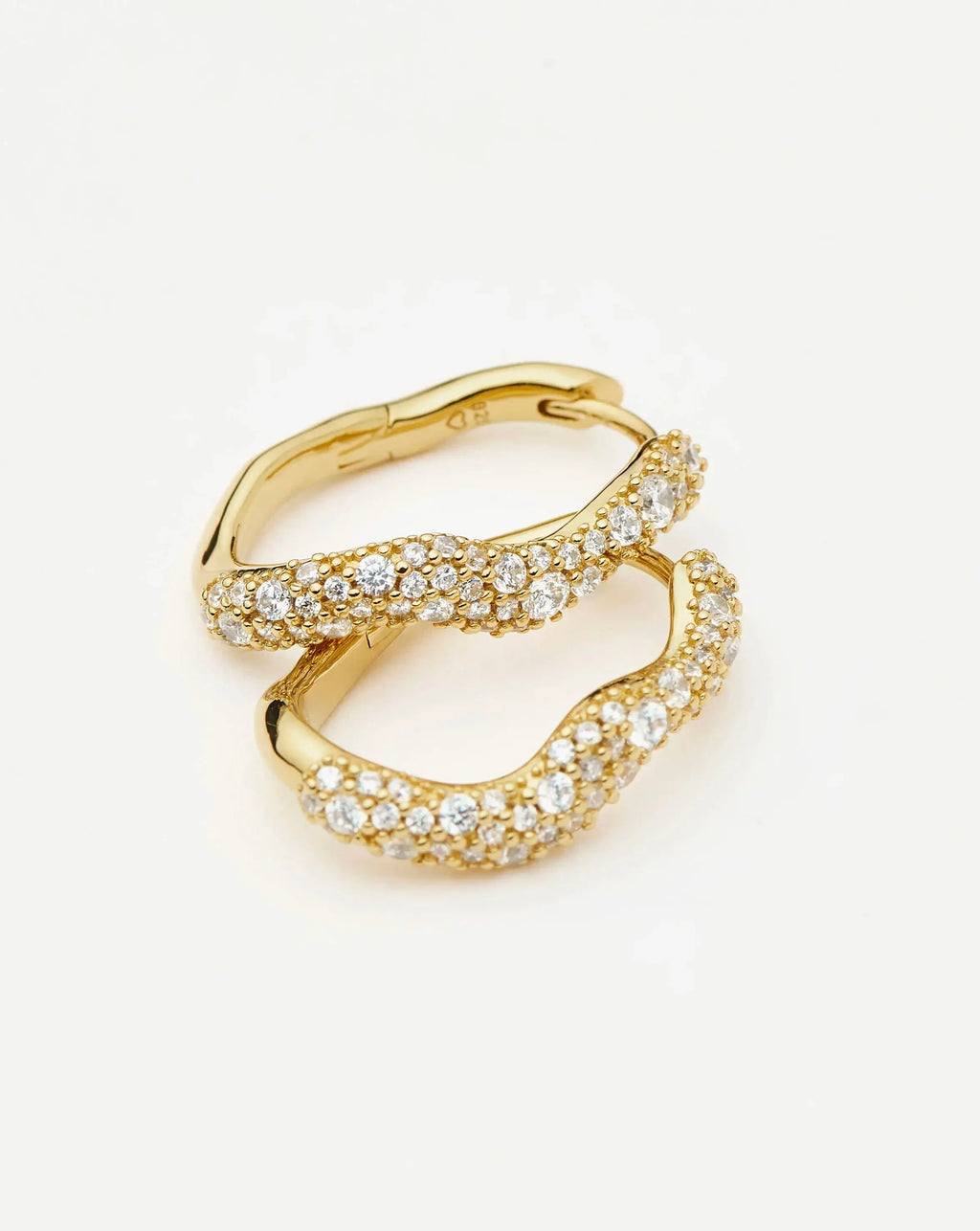 Molten Snow Small Hoop Earrings | 18ct Gold Plated/Cubic Zirconia