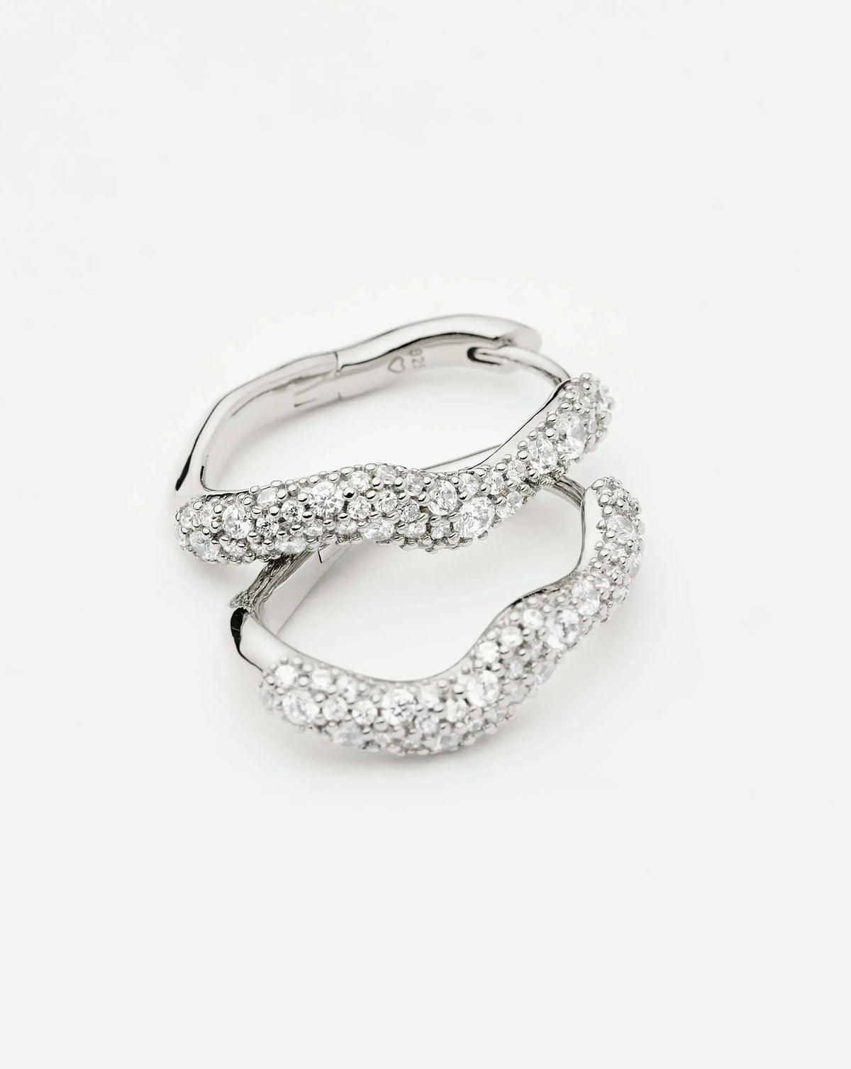 Molten Snow Small Hoop Earrings | Silver Plated/Cubic Zirconia