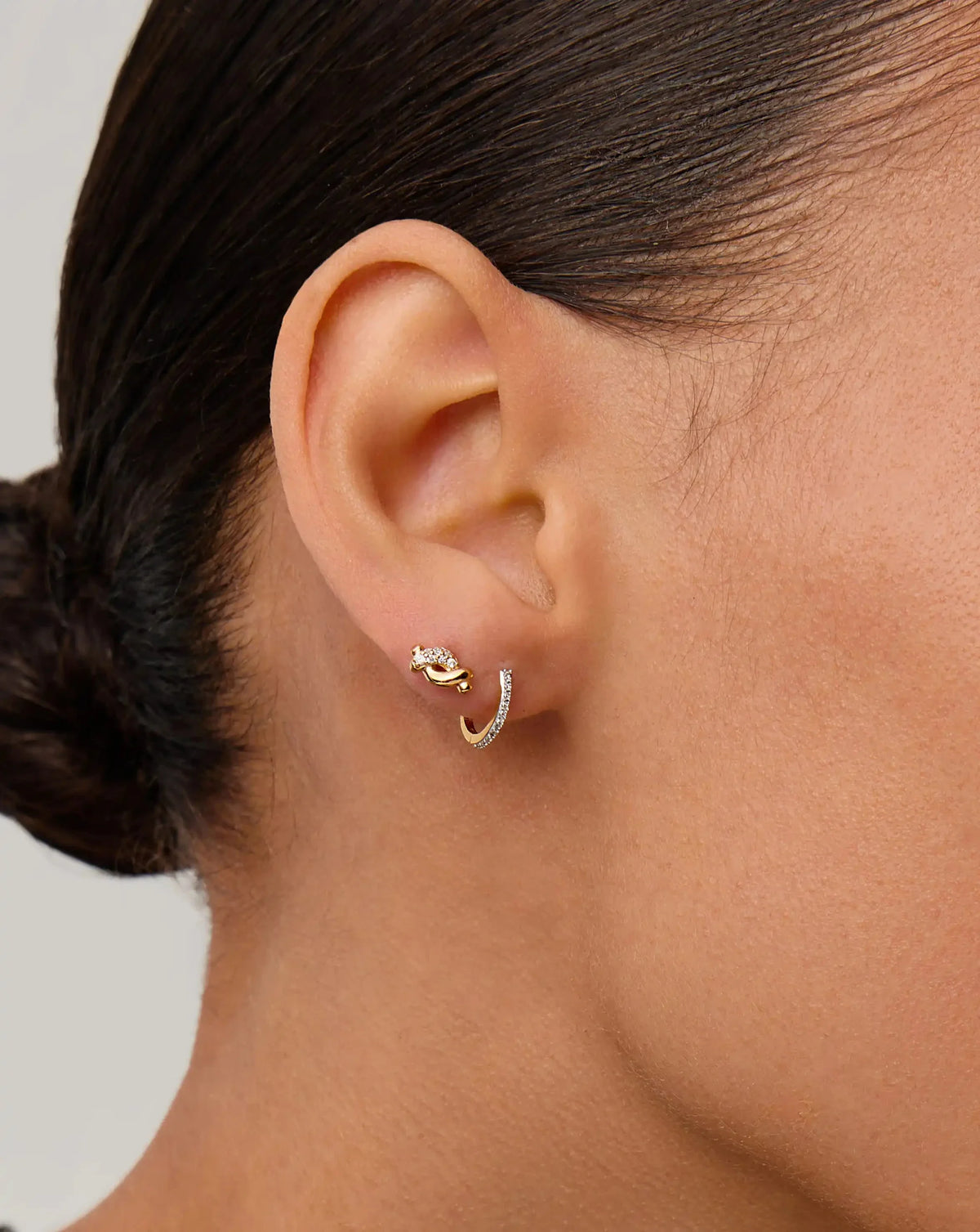 Molten Snow Stud Earrings | 18ct Gold Plated/Cubic Zirconia