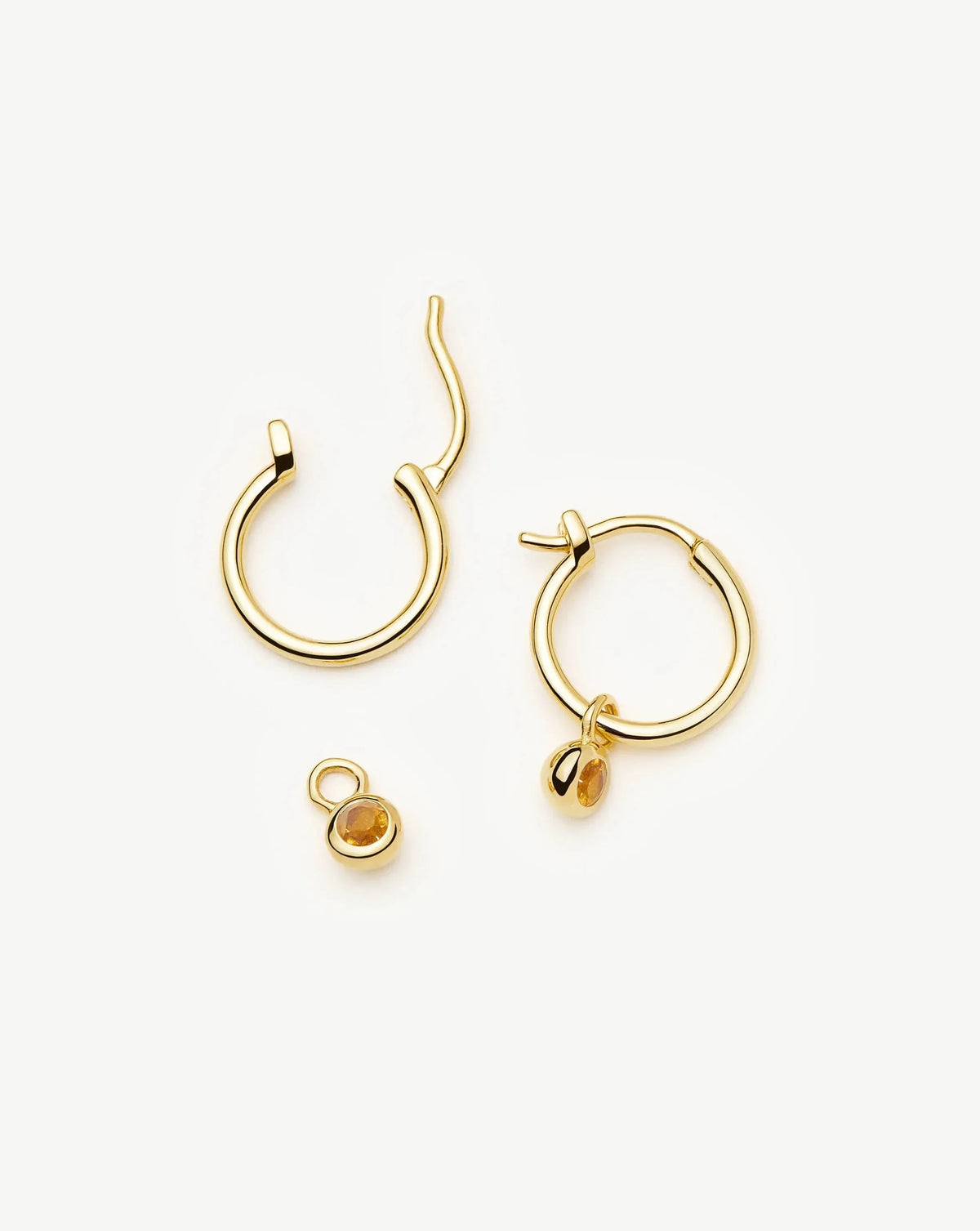 November Birthstone Mini Charm Hoop Earrings | 18ct Gold Plated/Citrine