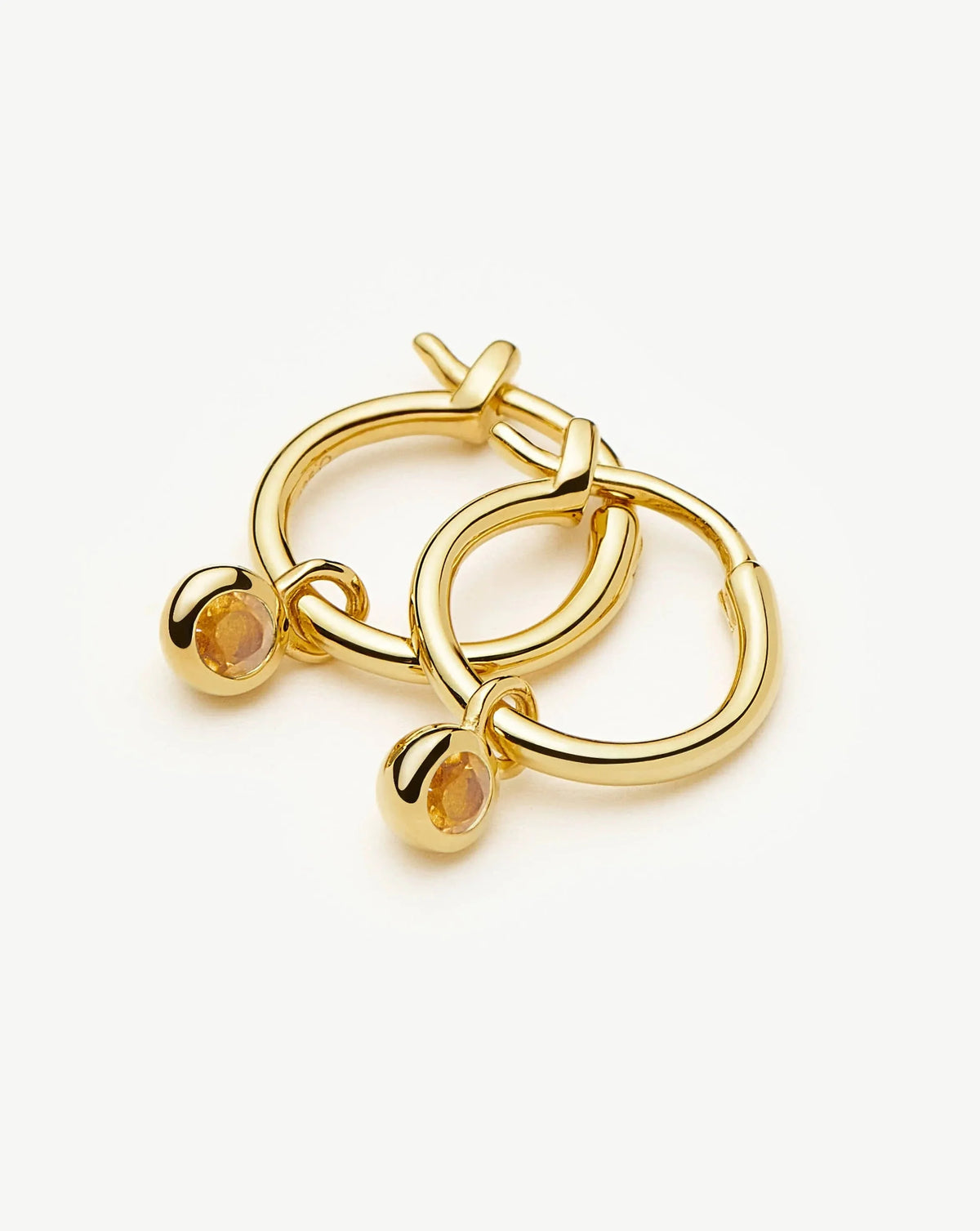 November Birthstone Mini Charm Hoop Earrings | 18ct Gold Plated/Citrine