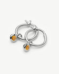 November Birthstone Mini Charm Hoop Earrings | Silver Plated/Citrine