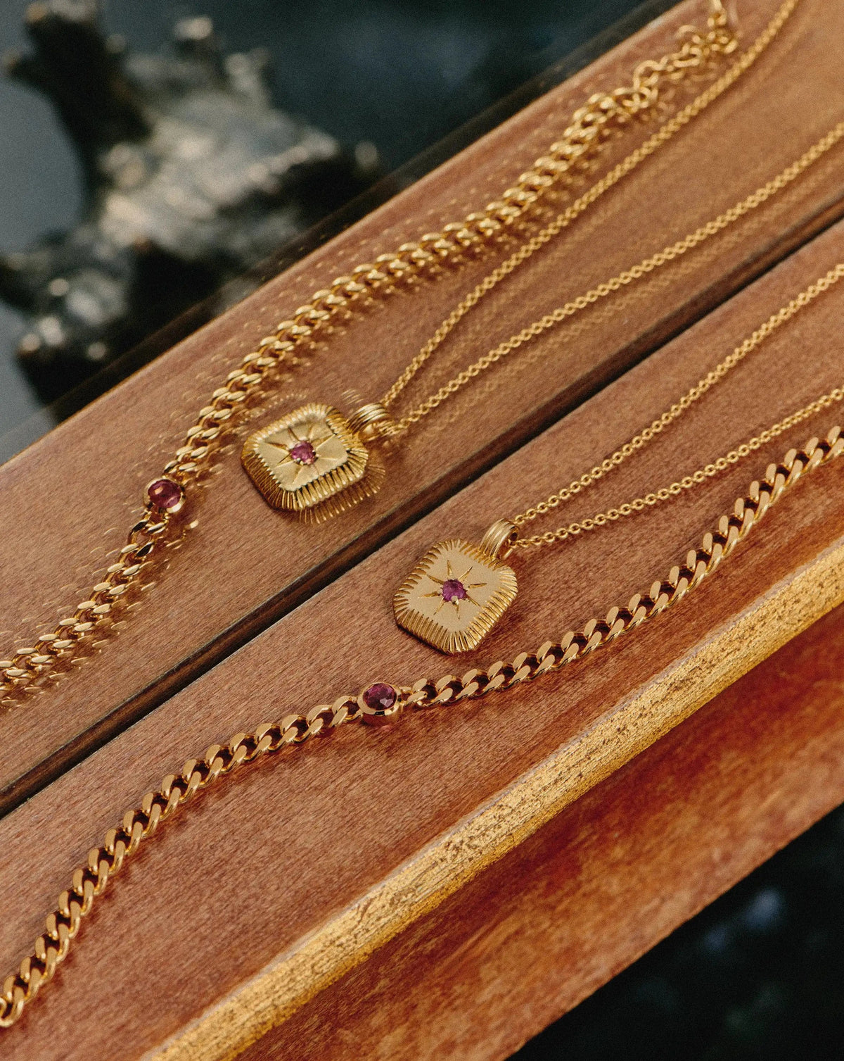 October Birthstone Pendant Necklace | 18ct Gold Vermeil/Pink Tourmaline