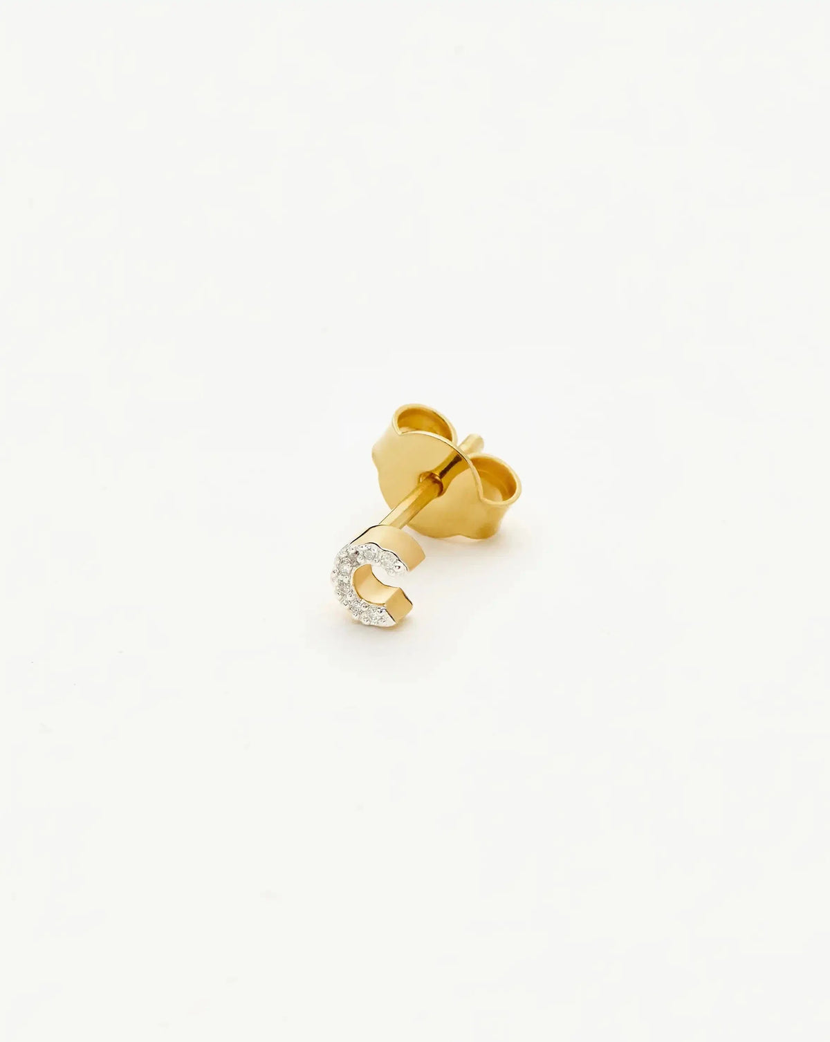 Pave Initial Single Stud Earring - Initial C | 18ct Gold Vermeil/Cubic Zirconia