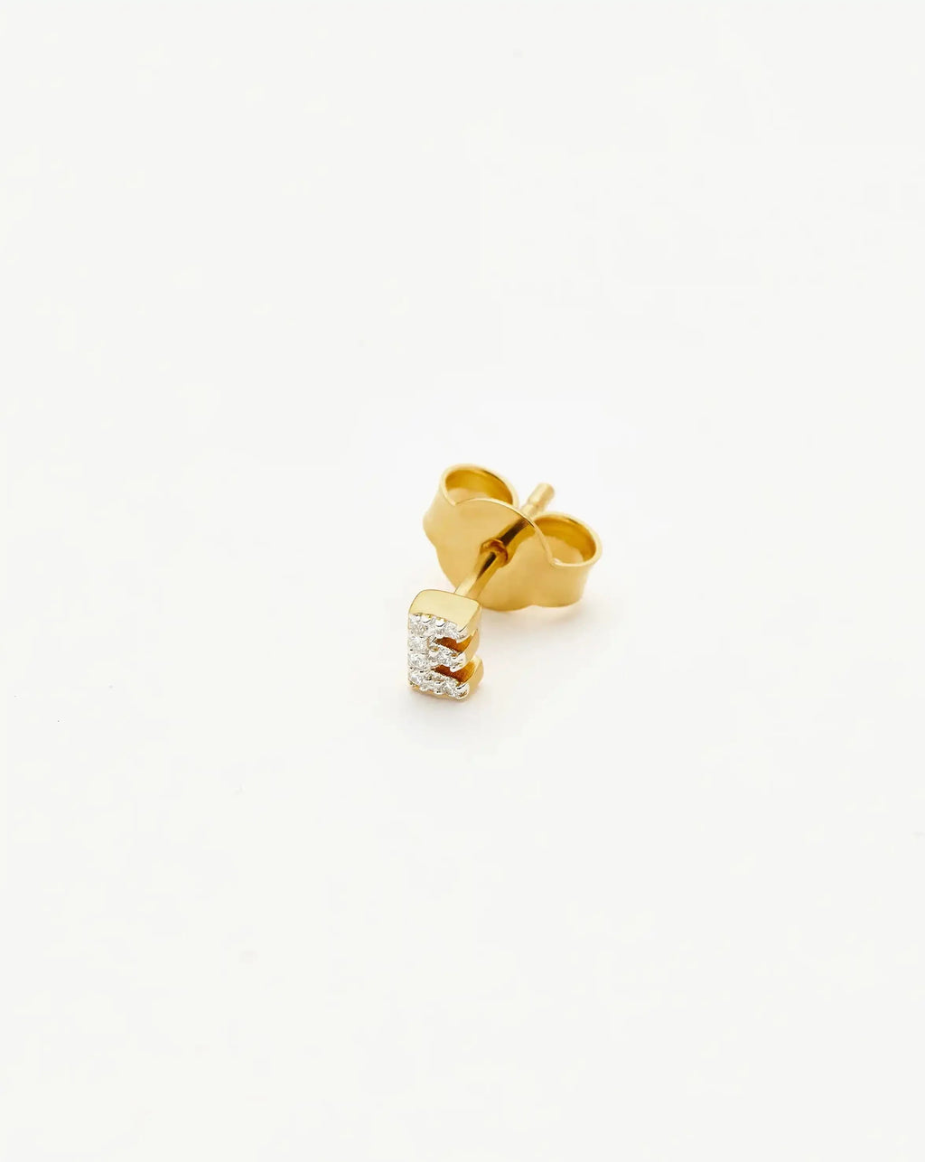 Pave Initial Single Stud Earring - Initial E | 18ct Gold Vermeil/Cubic Zirconia