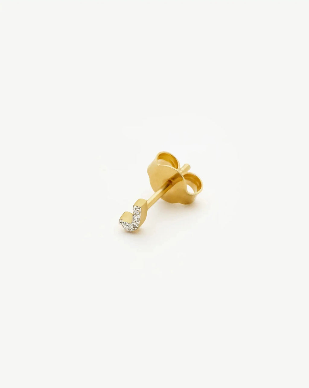 Pave Initial Single Stud Earring - Initial J | 18ct Gold Vermeil/Cubic Zirconia