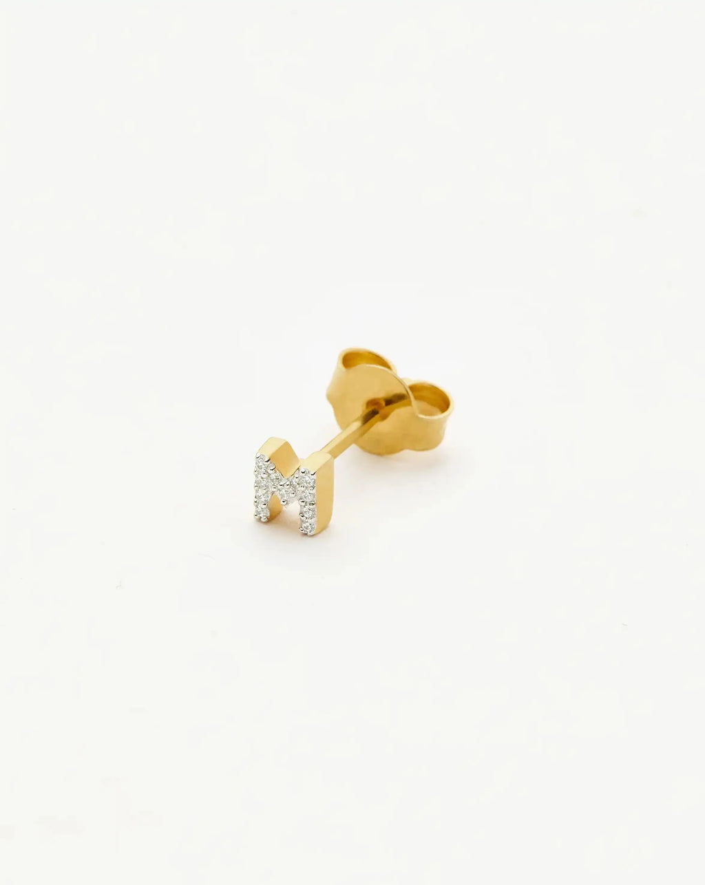 Pave Initial Single Stud Earring - Initial M | 18ct Gold Vermeil/Cubic Zirconia