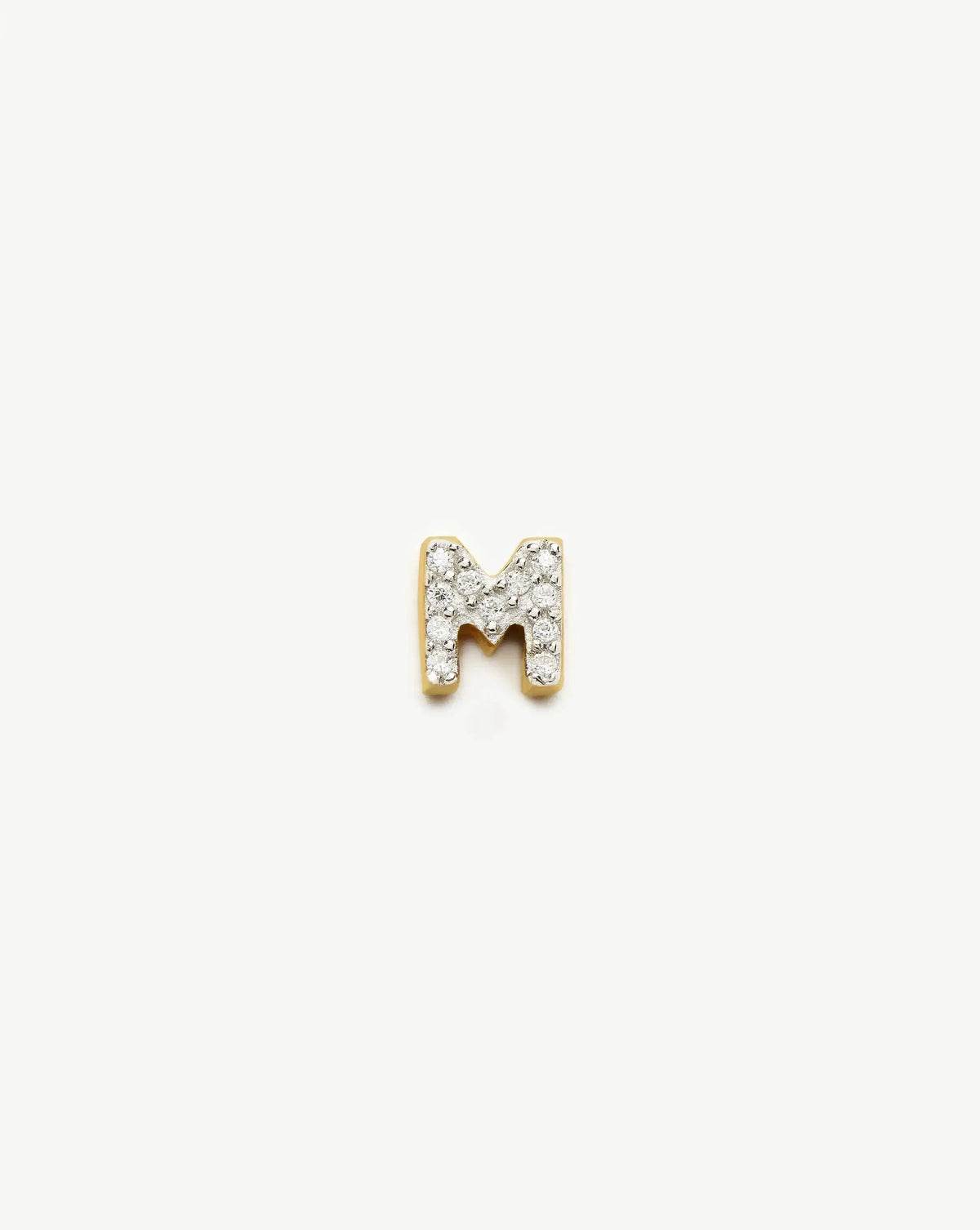 Pave Initial Single Stud Earring - Initial M | 18ct Gold Vermeil/Cubic Zirconia