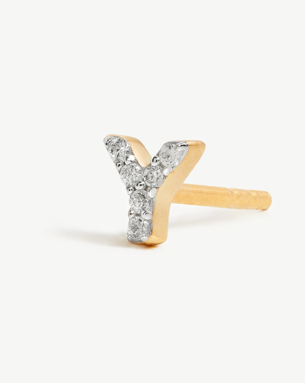 Pave Initial Single Stud Earring - Initial Y | 18ct Gold Vermeil/Cubic Zirconia