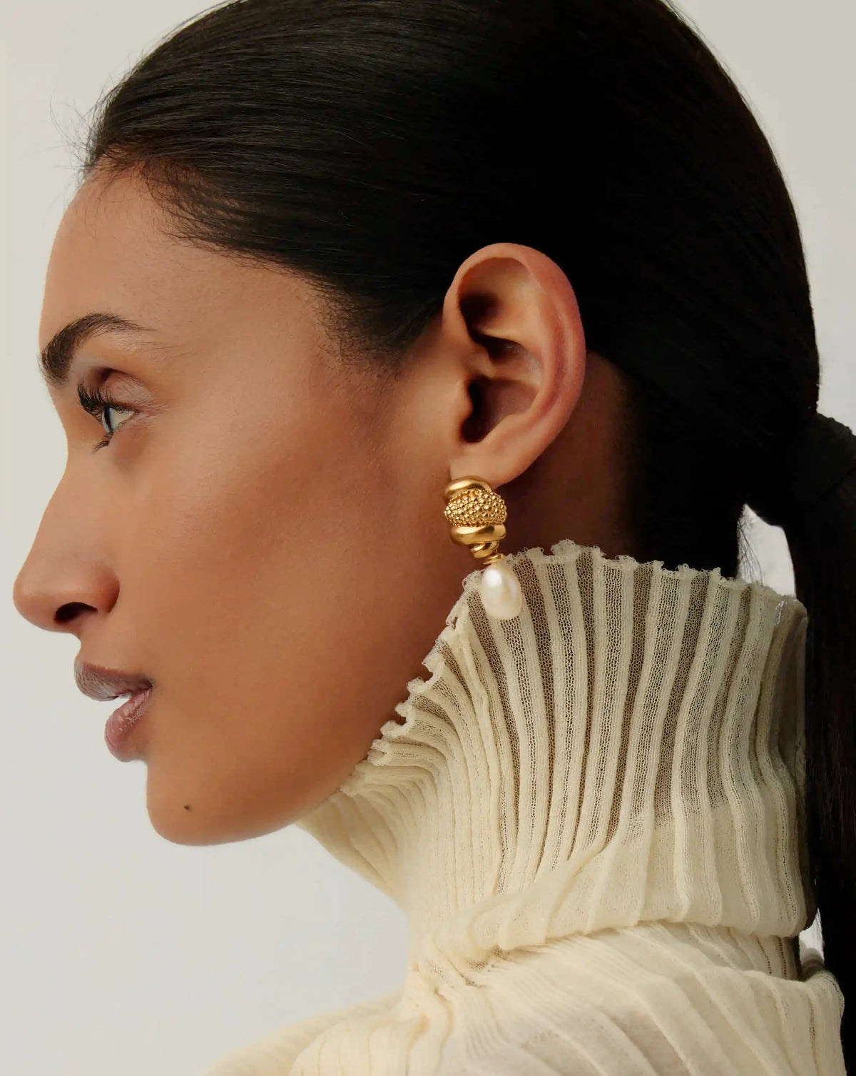 Pearl Baya Charm Drop Earrings | 18ct Gold Plated/Pearl