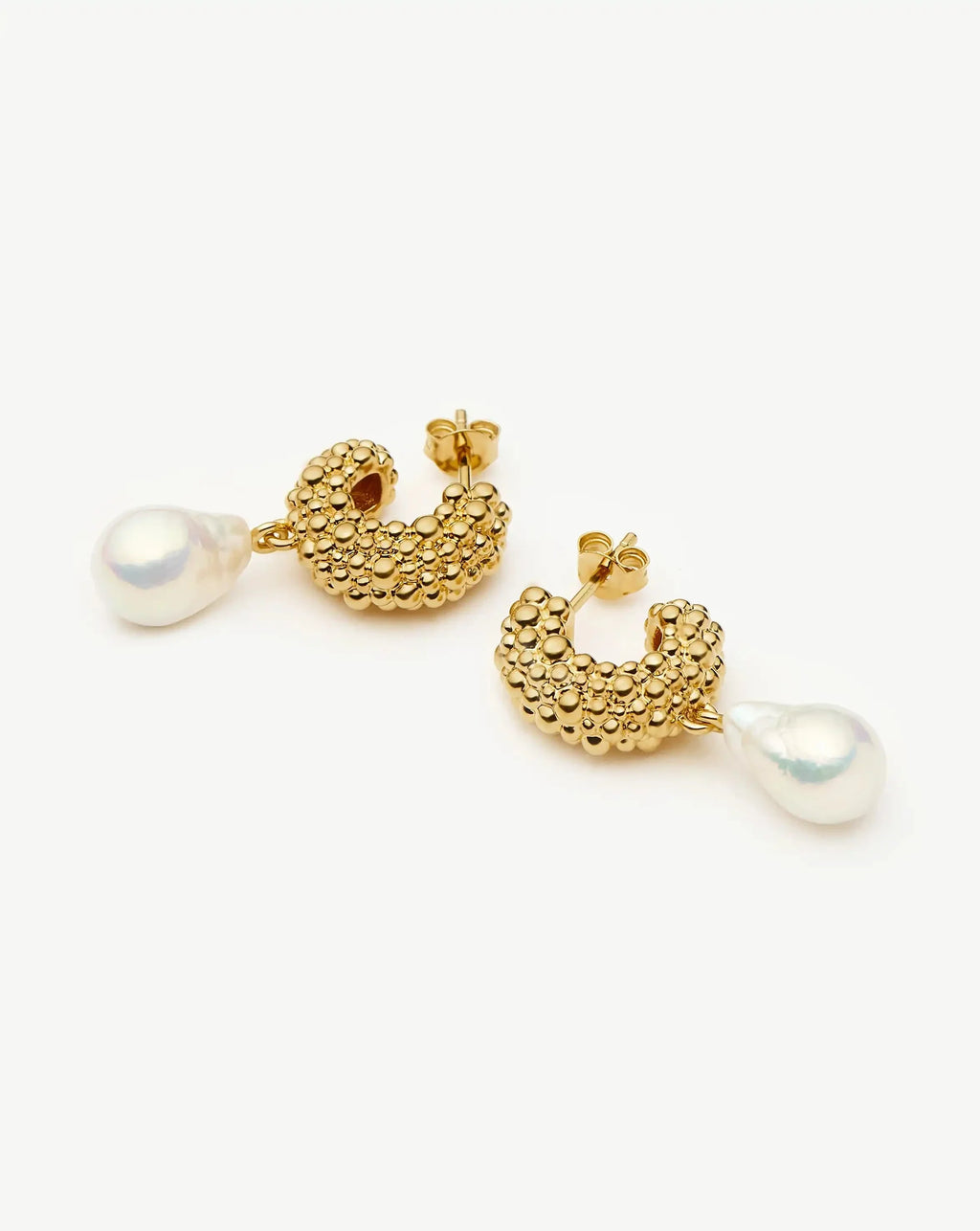 Pearl Baya Charm Hoop Earrings | 18ct Gold Plated/Pearl